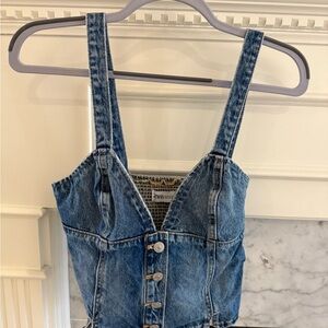 Zara Blue Denim Button-Up Top